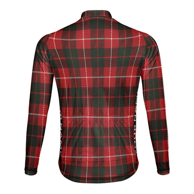 Customized Grid Stripes Men's Winter Thermal Fleece Cycling Jersey Long Sleeve