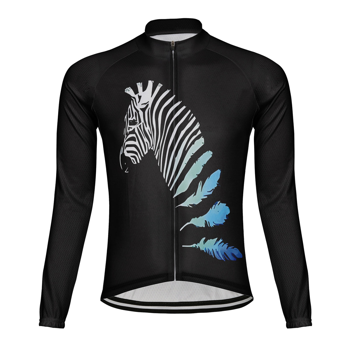 Customized Zebra Men's Winter Thermal Fleece Cycling Jersey Long Sleeve