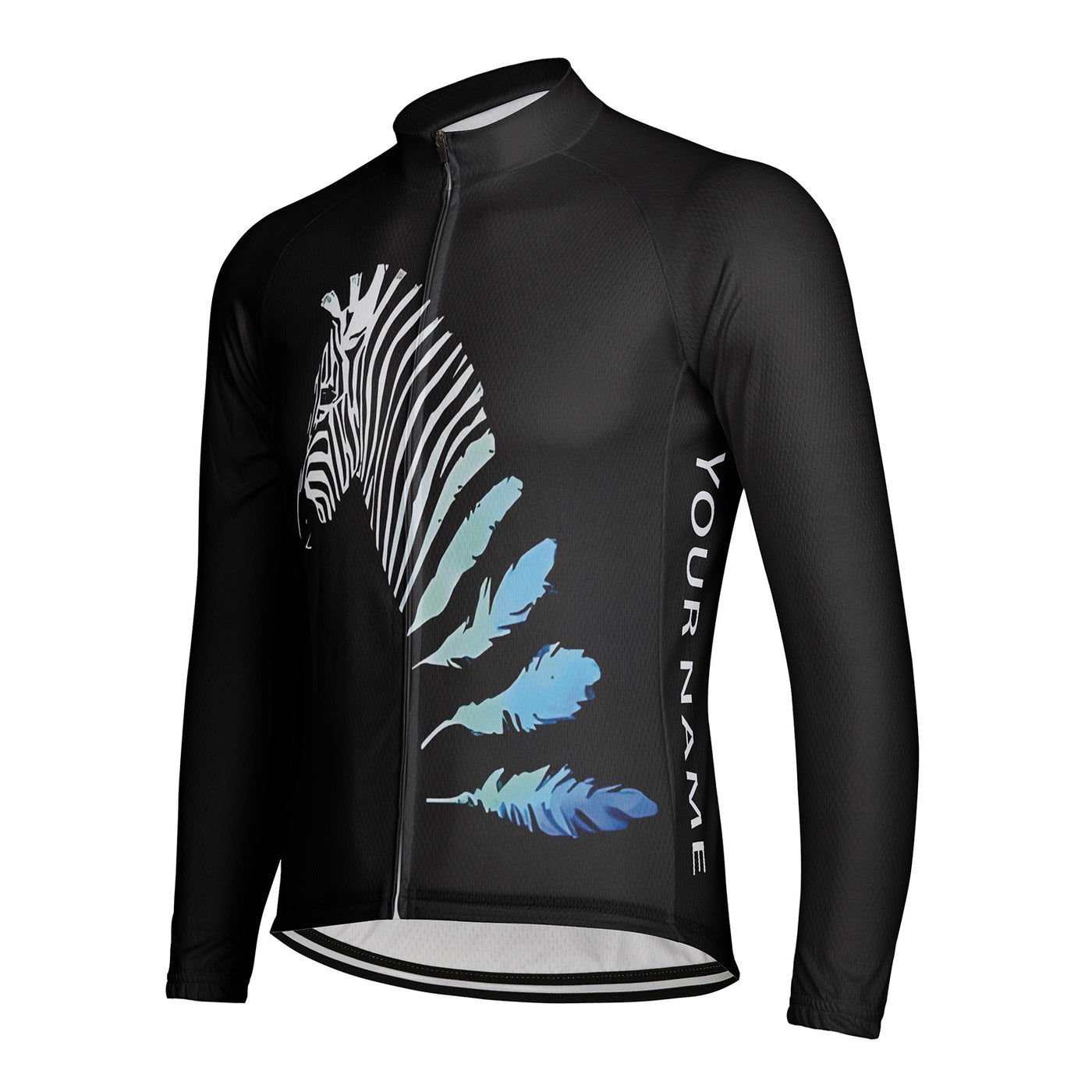 Customized Zebra Men's Winter Thermal Fleece Cycling Jersey Long Sleeve