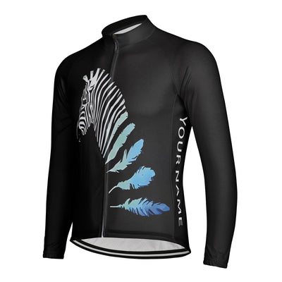 Customized Zebra Men's Winter Thermal Fleece Cycling Jersey Long Sleeve