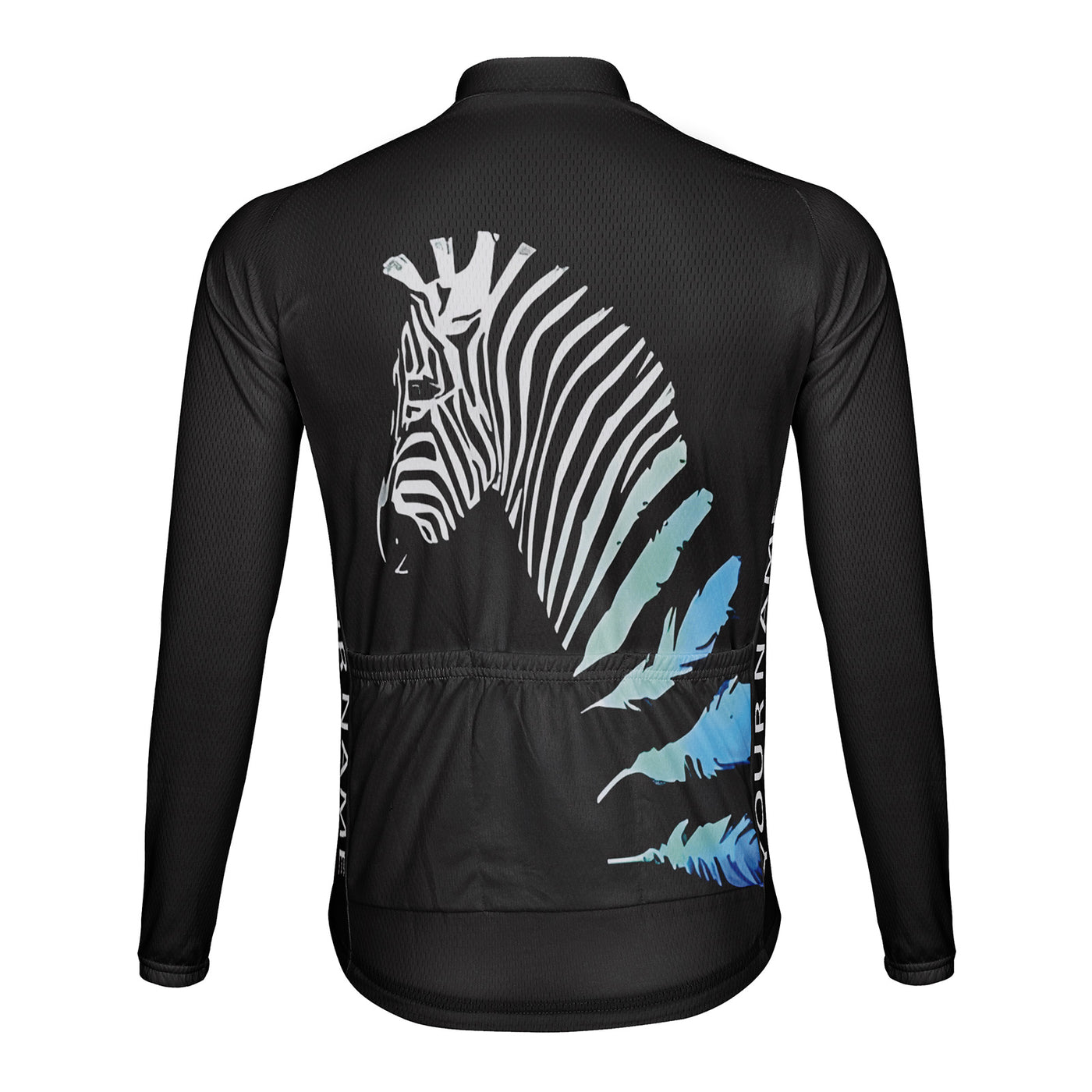 Customized Zebra Men's Winter Thermal Fleece Cycling Jersey Long Sleeve