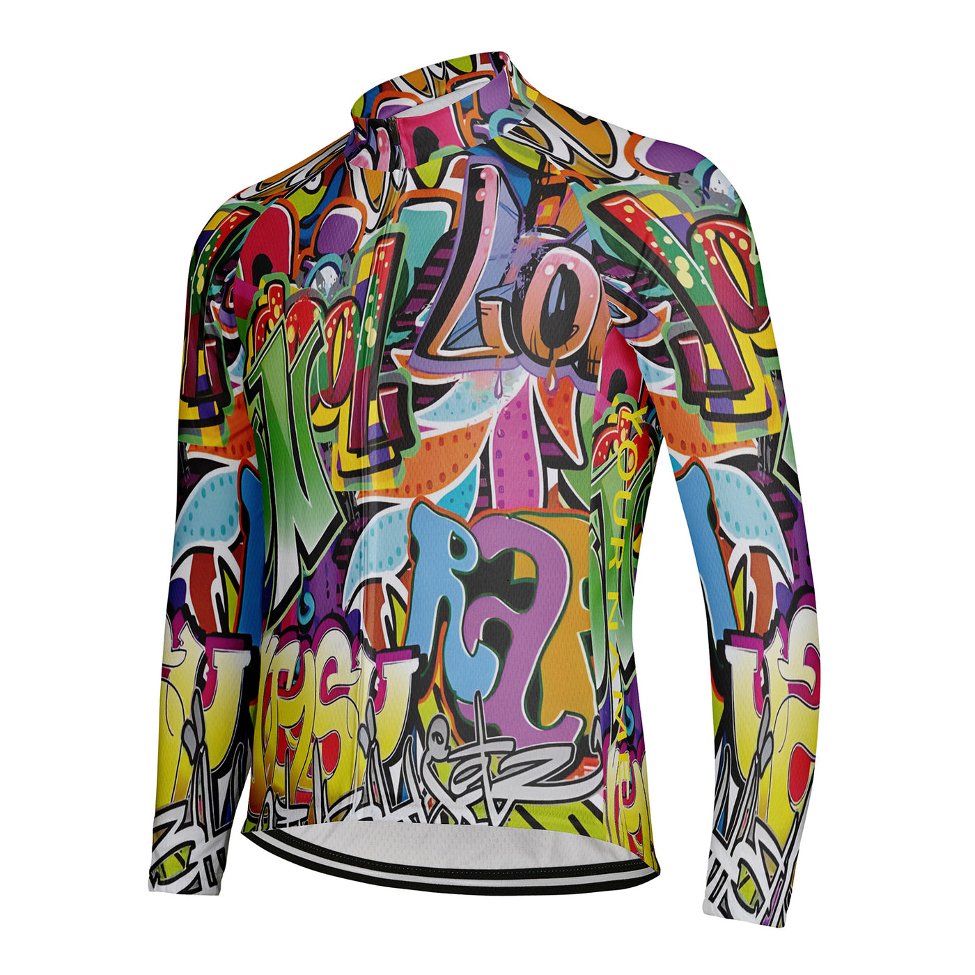 Customized Graffiti Wall Men's Winter Thermal Fleece Cycling Jersey Long Sleeve