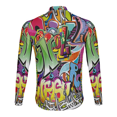 Customized Graffiti Wall Men's Cycling Jersey Long Sleeve