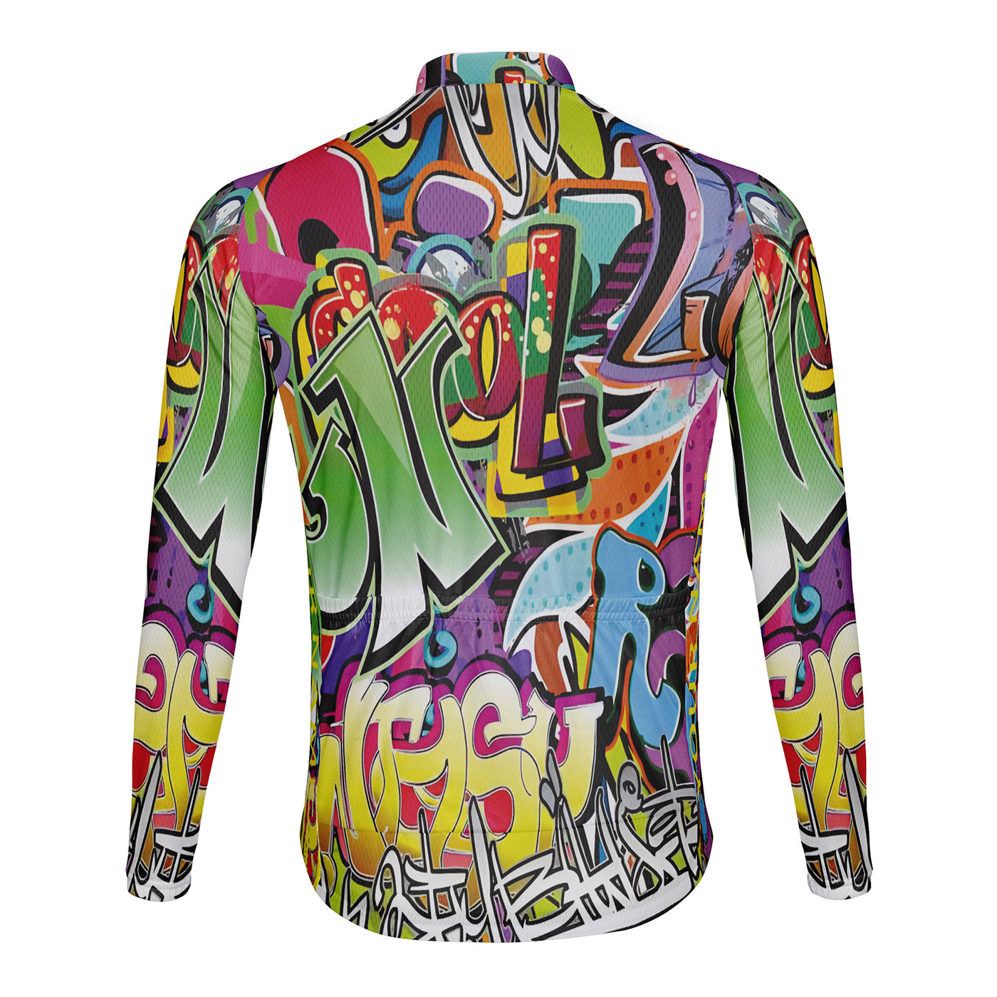Customized Graffiti Wall Men's Winter Thermal Fleece Cycling Jersey Long Sleeve