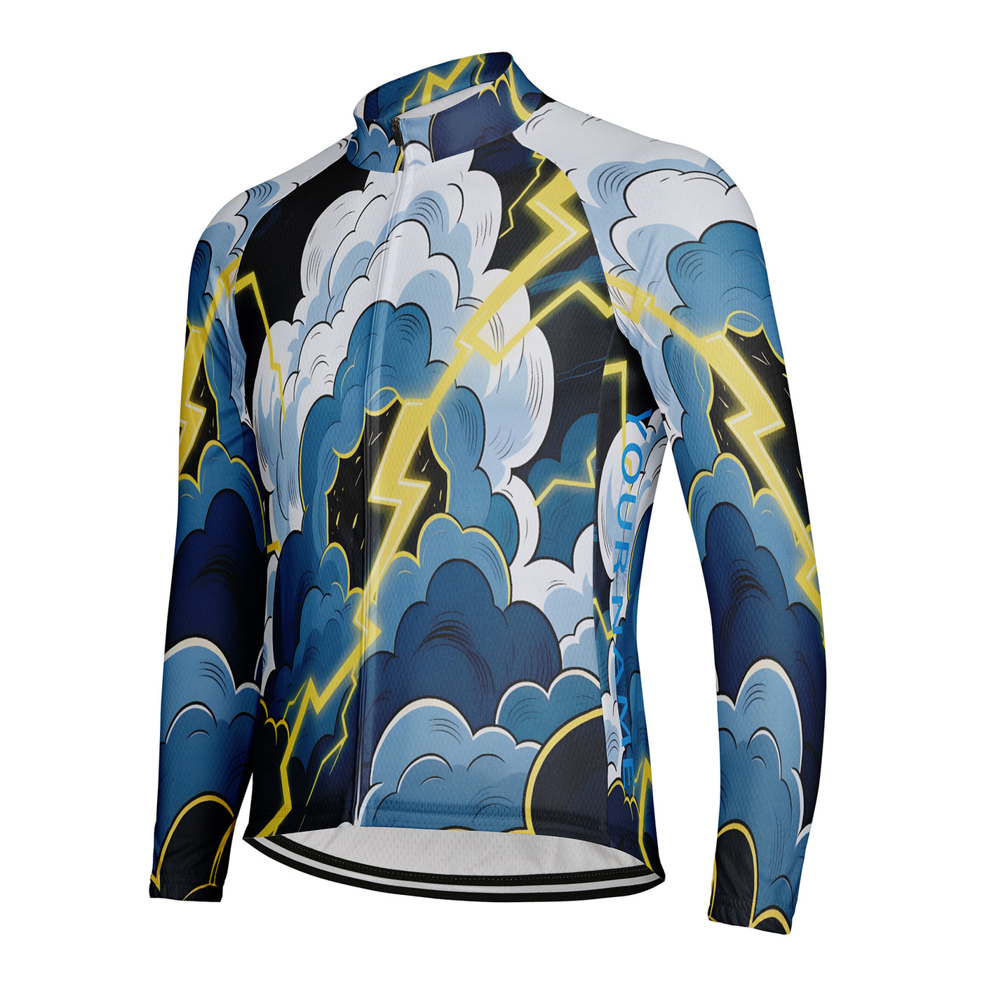 Customized Thunder Cracking Cloud Men's Winter Thermal Fleece Cycling Jersey Long Sleeve
