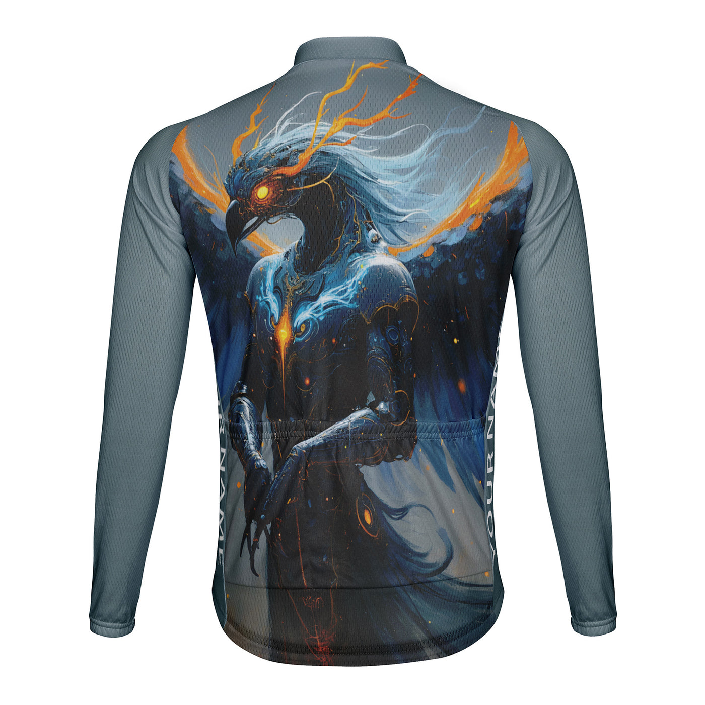 Customized Oriental Divine Bird Men's Winter Thermal Fleece Cycling Jersey Long Sleeve
