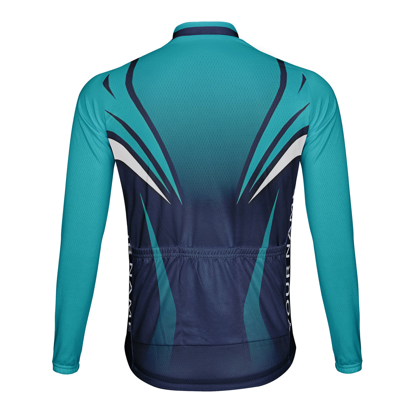 Customized Deep Blue Flow Shadow Men's Winter Thermal Fleece Cycling Jersey Long Sleeve