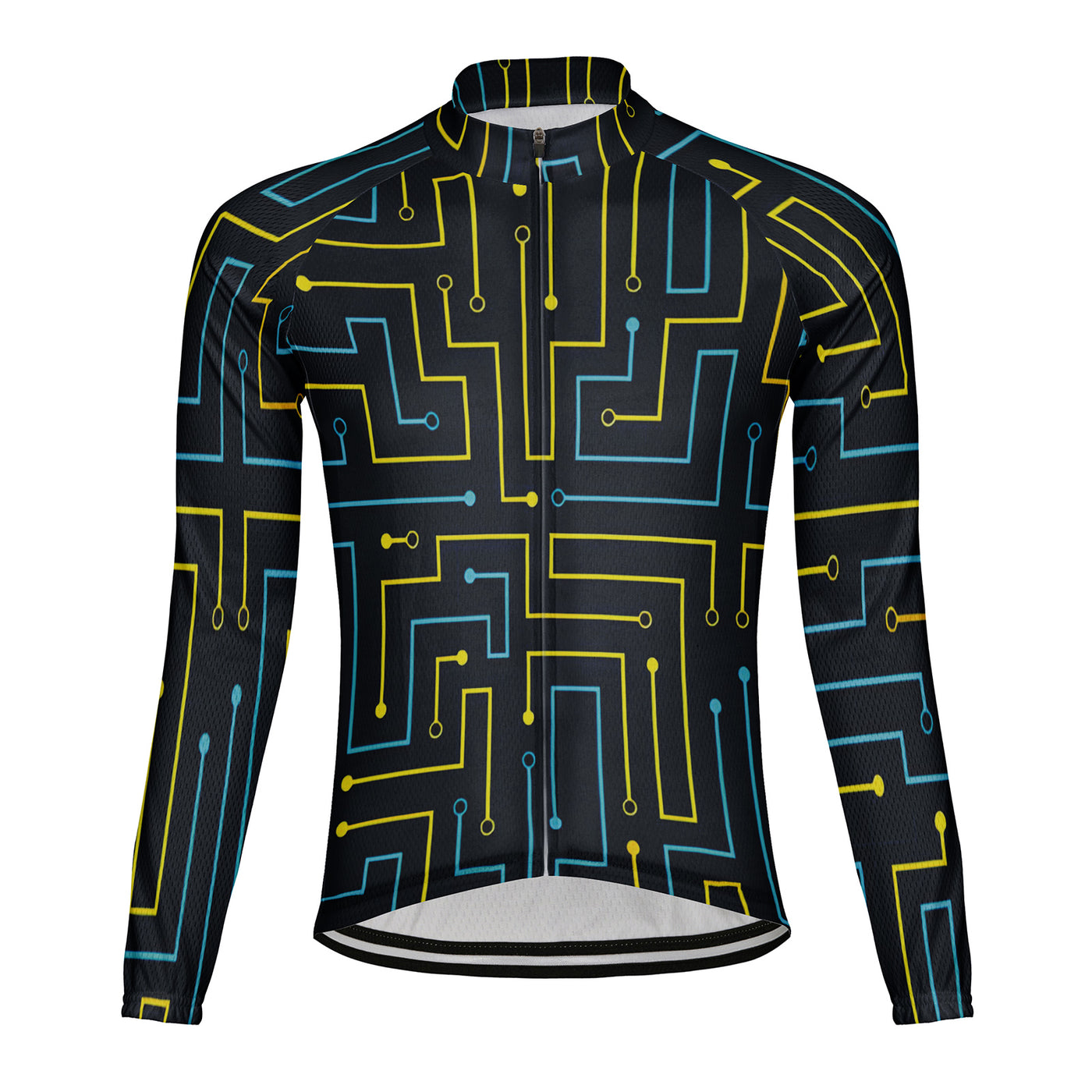 Customized Line Circuit Abstraction Men's Cycling Jersey Long Sleeve