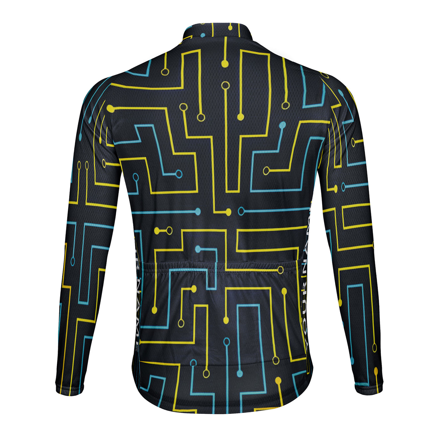 Customized Line Circuit Abstraction Men's Cycling Jersey Long Sleeve