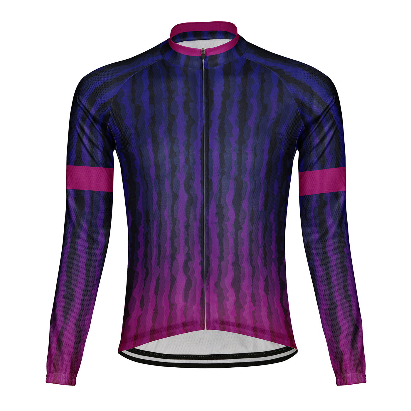 Customized Scratch Stripe Men's Winter Thermal Fleece Cycling Jersey Long Sleeve