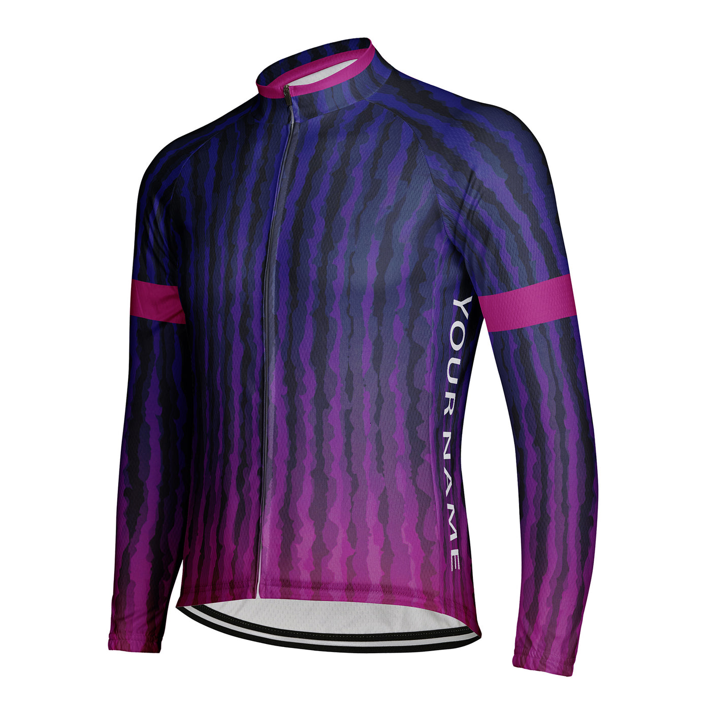 Customized Scratch Stripe Men's Winter Thermal Fleece Cycling Jersey Long Sleeve