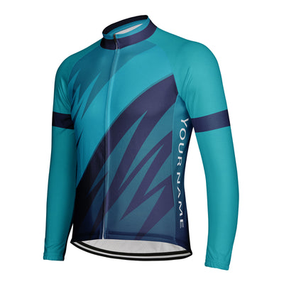 Customized Thunderbolt Diagram Men's Winter Thermal Fleece Cycling Jersey Long Sleeve