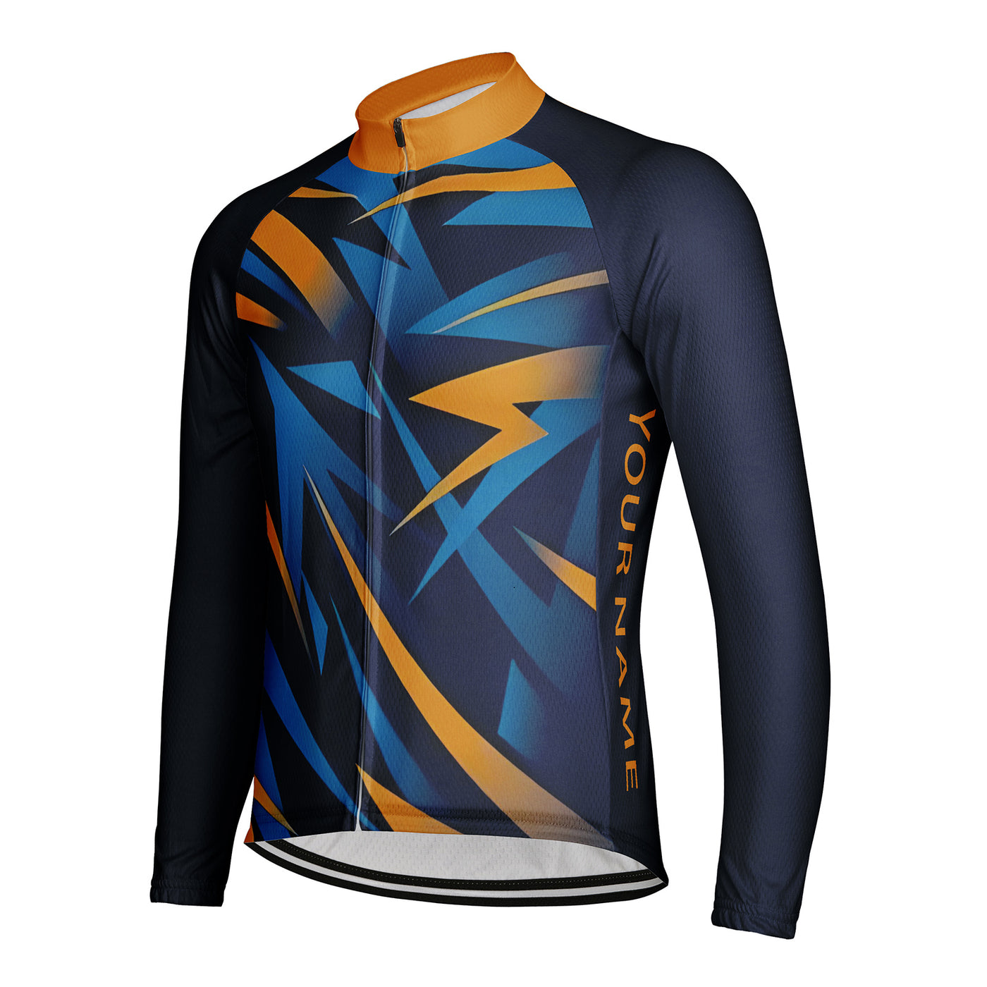Customized Geometric Lines Men's Winter Thermal Fleece Cycling Jersey Long Sleeve