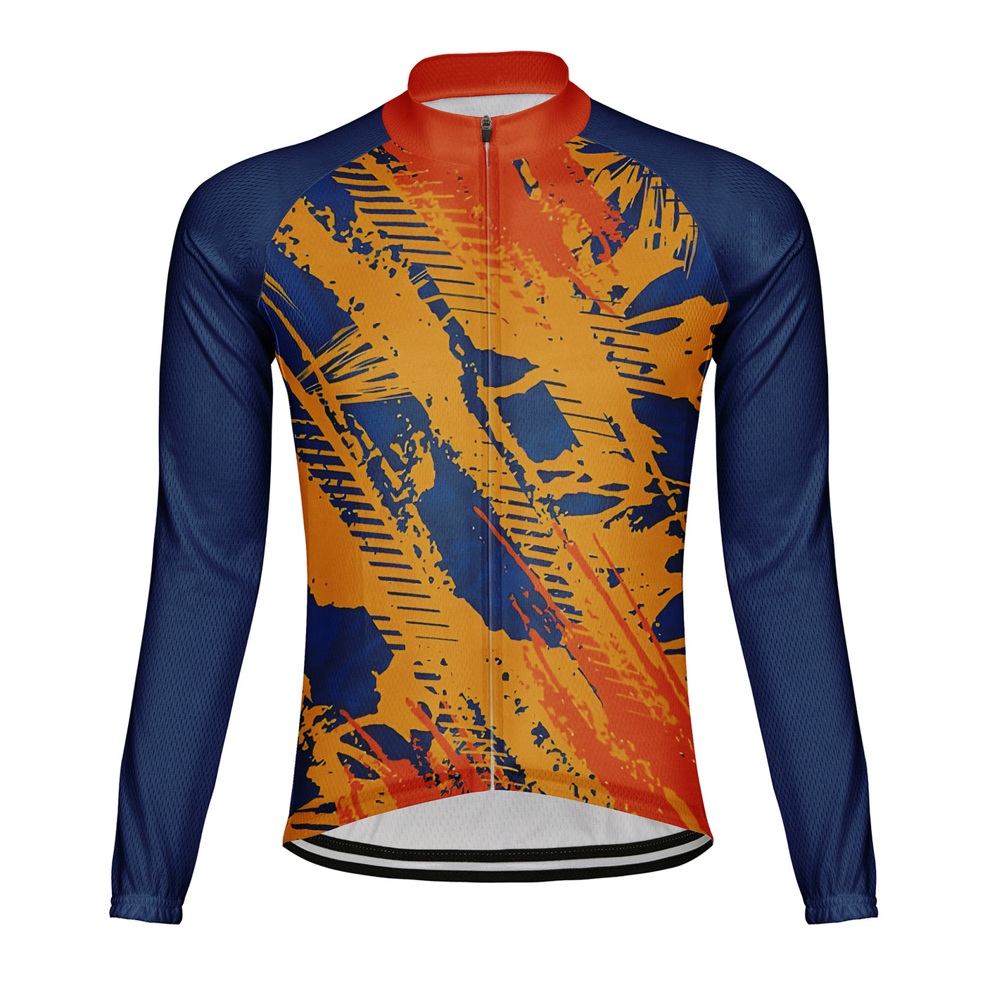 Customized Warm Splashing Ink Men's Winter Thermal Fleece Cycling Jersey Long Sleeve