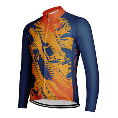 Customized Warm Splashing Ink Men's Cycling Jersey Long Sleeve