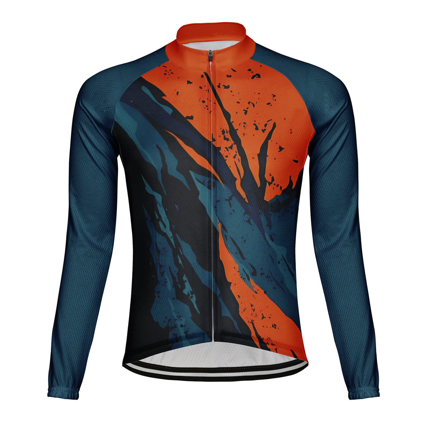 Customized Orange Crack Men's Winter Thermal Fleece Cycling Jersey Long Sleeve