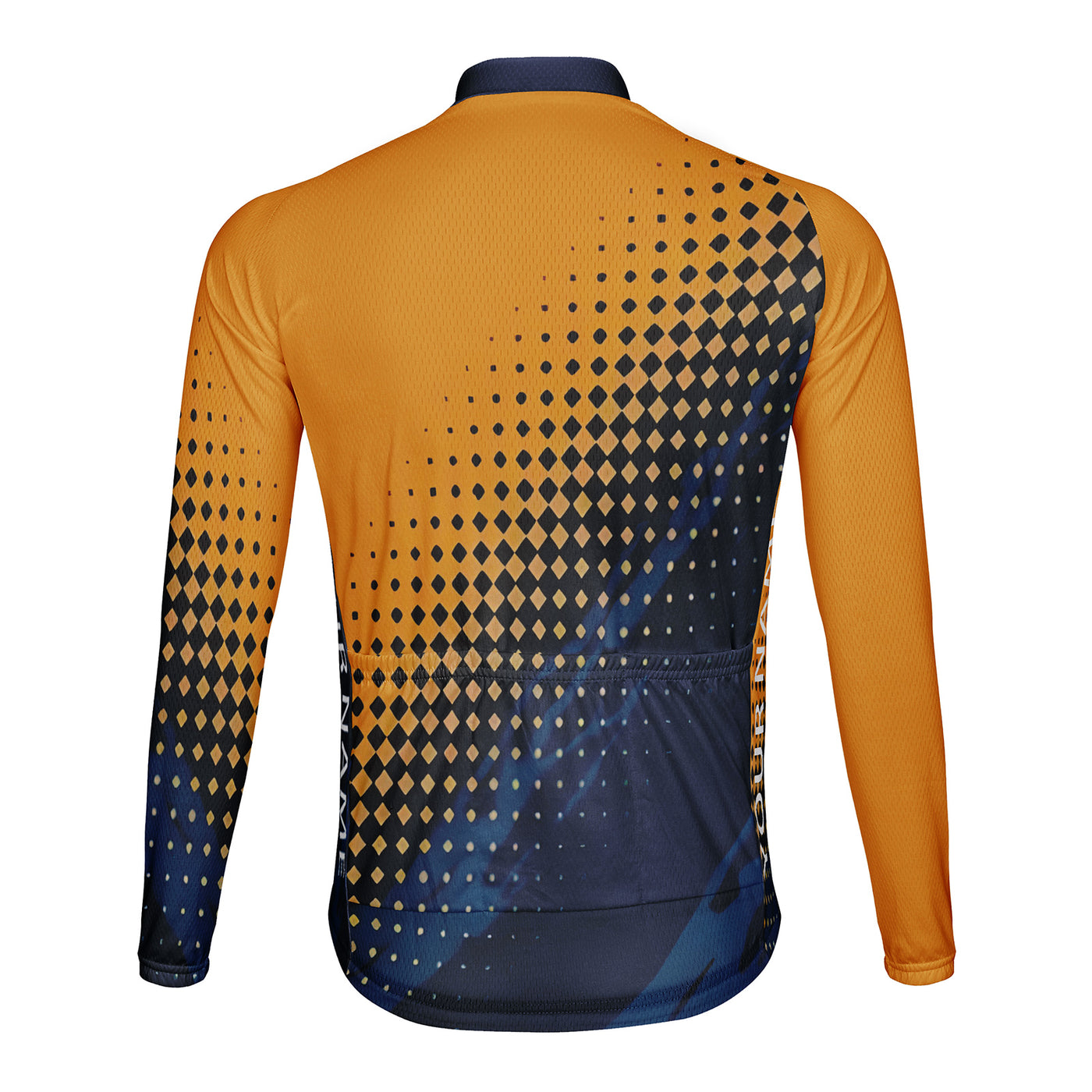 Customized Golden Diamond Dot Matrix Men's Winter Thermal Fleece Cycling Jersey Long Sleeve
