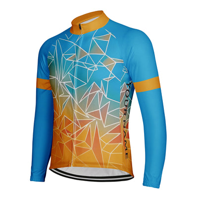 Customized Triangular Geometry Men's Winter Thermal Fleece Cycling Jersey Long Sleeve