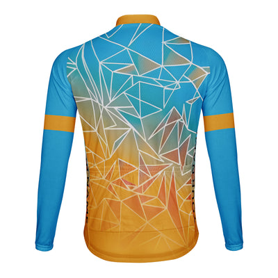 Customized Triangular Geometry Men's Winter Thermal Fleece Cycling Jersey Long Sleeve