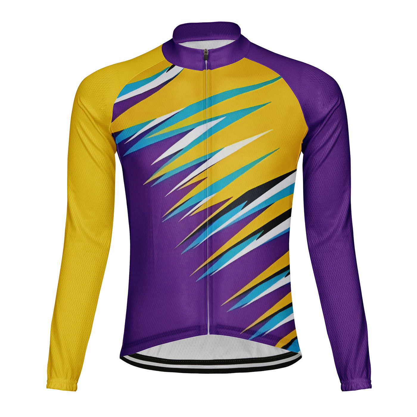 Customized Colorful Stripes Men's Winter Thermal Fleece Cycling Jersey Long Sleeve