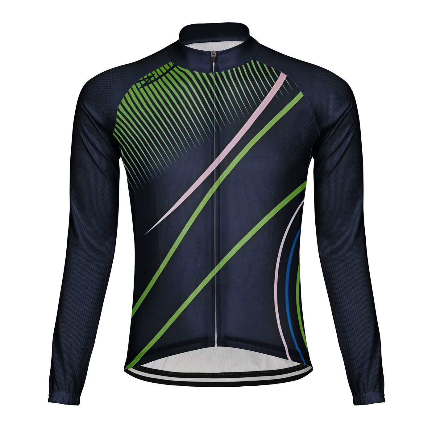 Customized Abstract Lines Men's Winter Thermal Fleece Cycling Jersey Long Sleeve