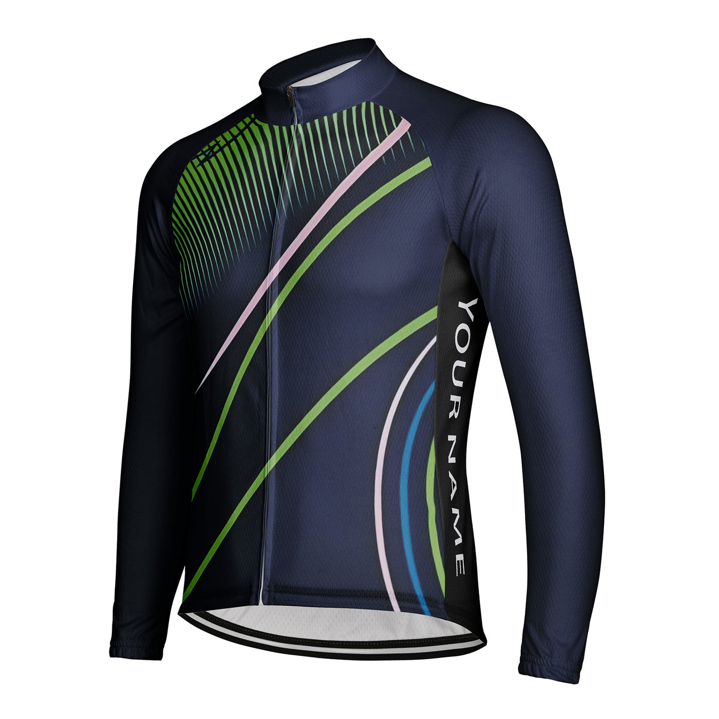 Customized Abstract Lines Men's Cycling Jersey Long Sleeve