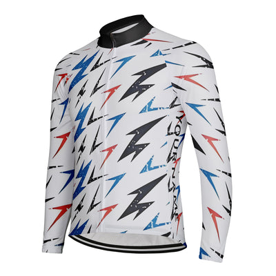 Customized Streaked And Flashing Men's Winter Thermal Fleece Cycling Jersey Long Sleeve