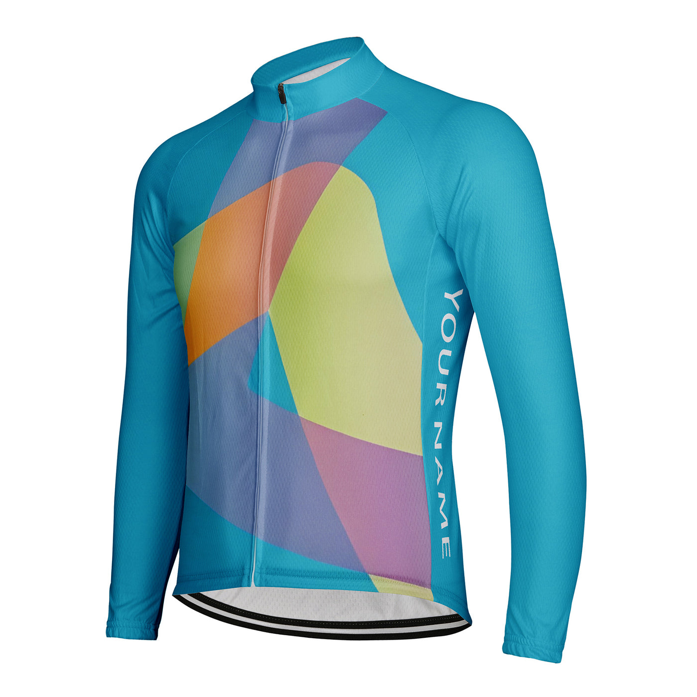 Customized Triangle Color Men's Winter Thermal Fleece Cycling Jersey Long Sleeve