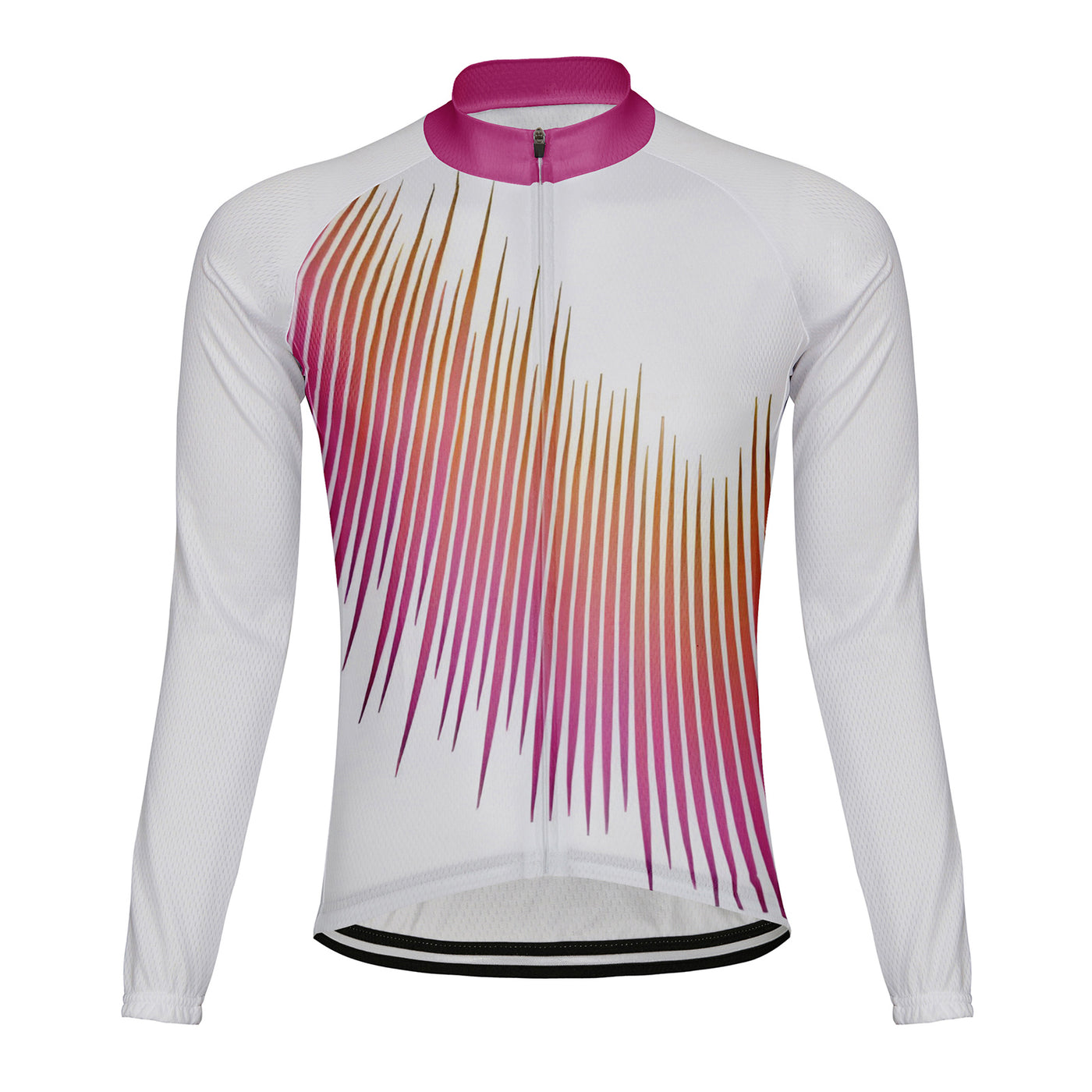 Customized Gradient Line Men's Winter Thermal Fleece Cycling Jersey Long Sleeve