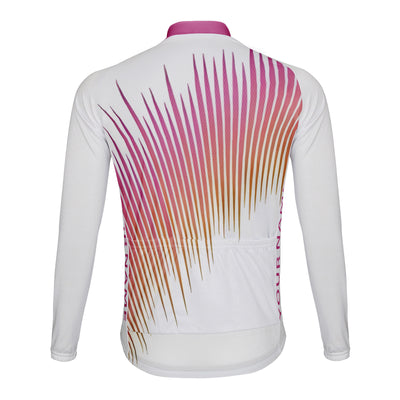 Customized Gradient Line Men's Winter Thermal Fleece Cycling Jersey Long Sleeve