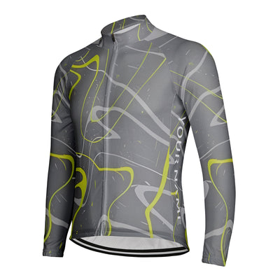 Customized Abstract Lines Men's Cycling Jersey Long Sleeve