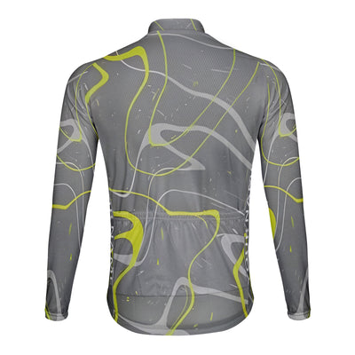 Customized Abstract Lines Men's Cycling Jersey Long Sleeve