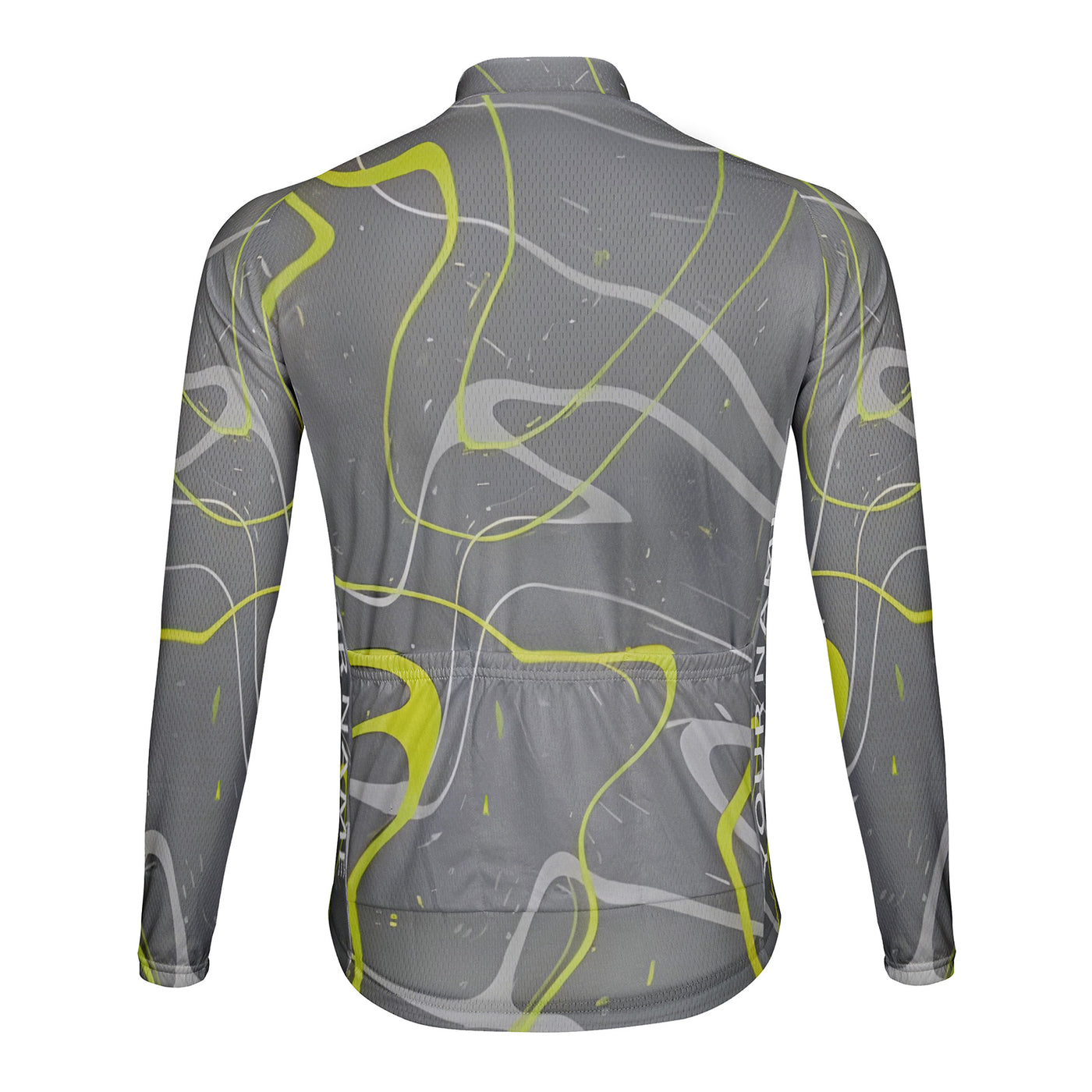 Customized Abstract Lines Men's Winter Thermal Fleece Cycling Jersey Long Sleeve