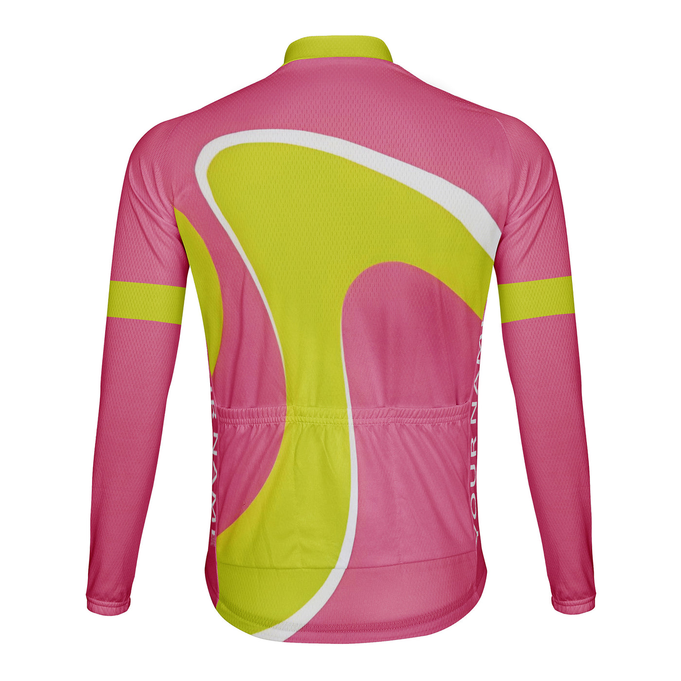 Customized Pink Green Curve Men's Cycling Jersey Long Sleeve