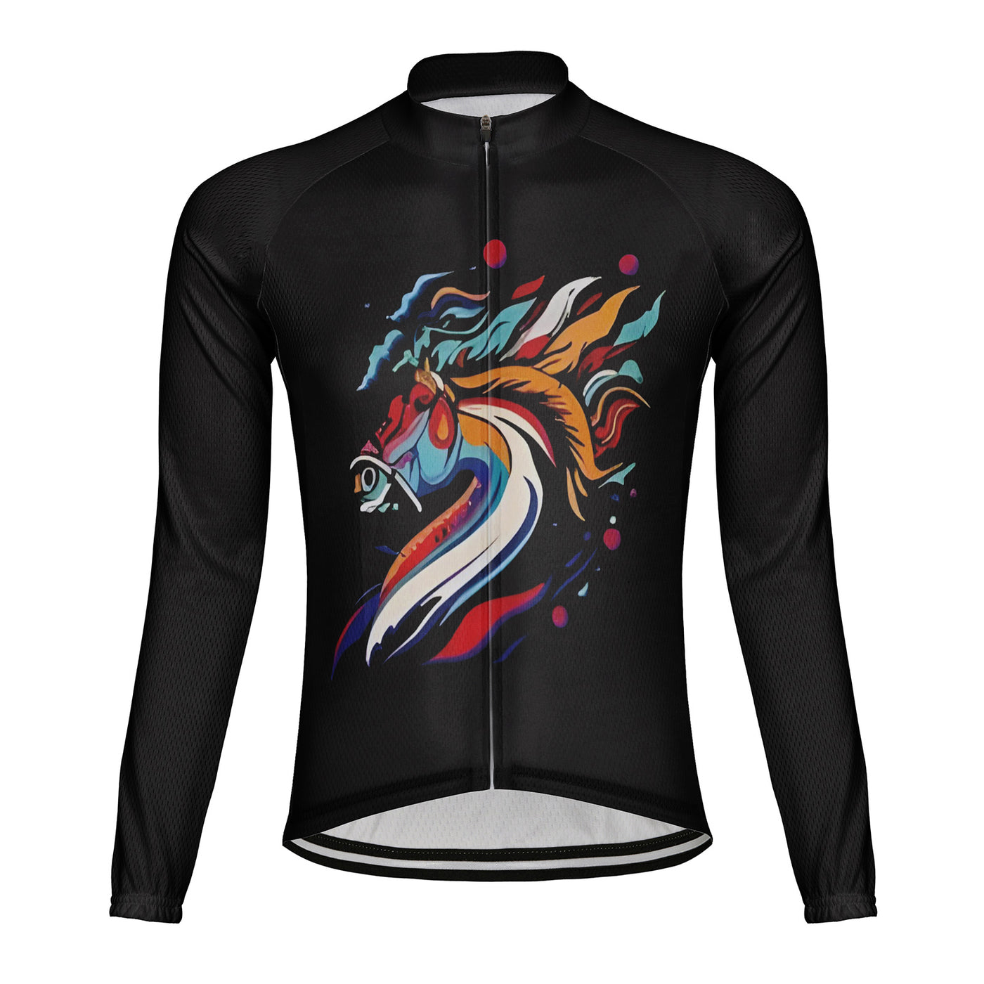 Customized Horse Men's Winter Thermal Fleece Cycling Jersey Long Sleeve