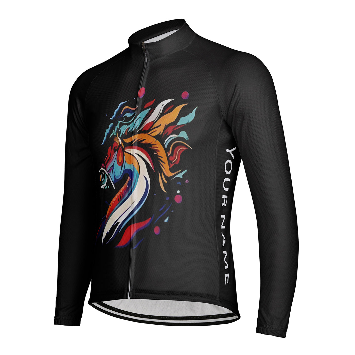 Customized Horse Men's Winter Thermal Fleece Cycling Jersey Long Sleeve