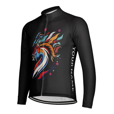 Customized Horse Men's Winter Thermal Fleece Cycling Jersey Long Sleeve