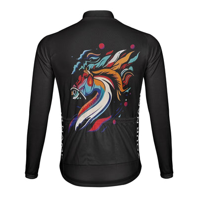 Customized Horse Men's Winter Thermal Fleece Cycling Jersey Long Sleeve