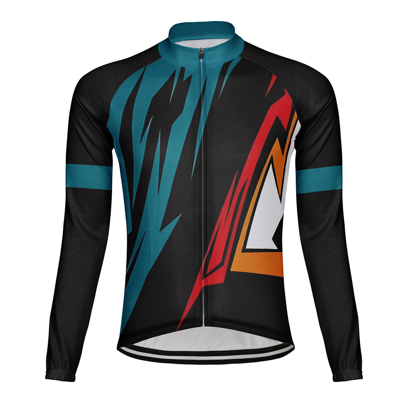 Customized Green Black Red Geometry Men's Cycling Jersey Long Sleeve