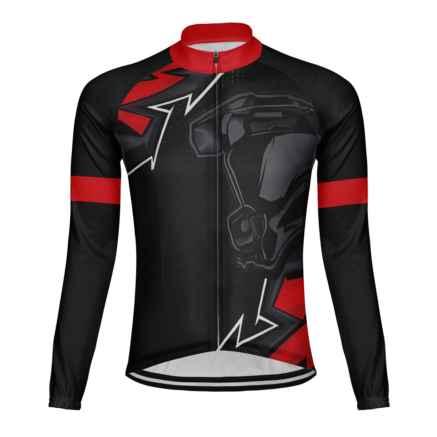 Customized Technology Machinery Diagram Men's Winter Thermal Fleece Cycling Jersey Long Sleeve