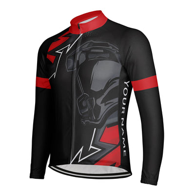 Customized Technology Machinery Diagram Men's Winter Thermal Fleece Cycling Jersey Long Sleeve