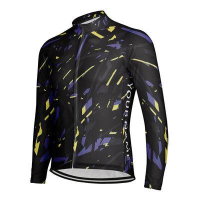 Customized Abstract Art Men's Winter Thermal Fleece Cycling Jersey Long Sleeve