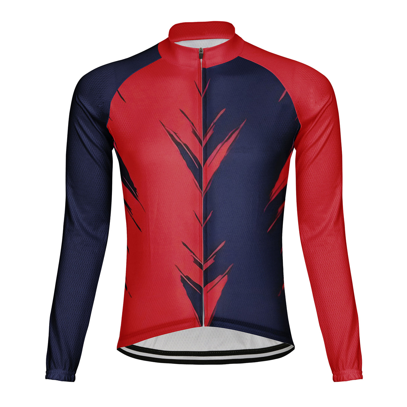 Customized Red Blue Men's Winter Thermal Fleece Cycling Jersey Long Sleeve