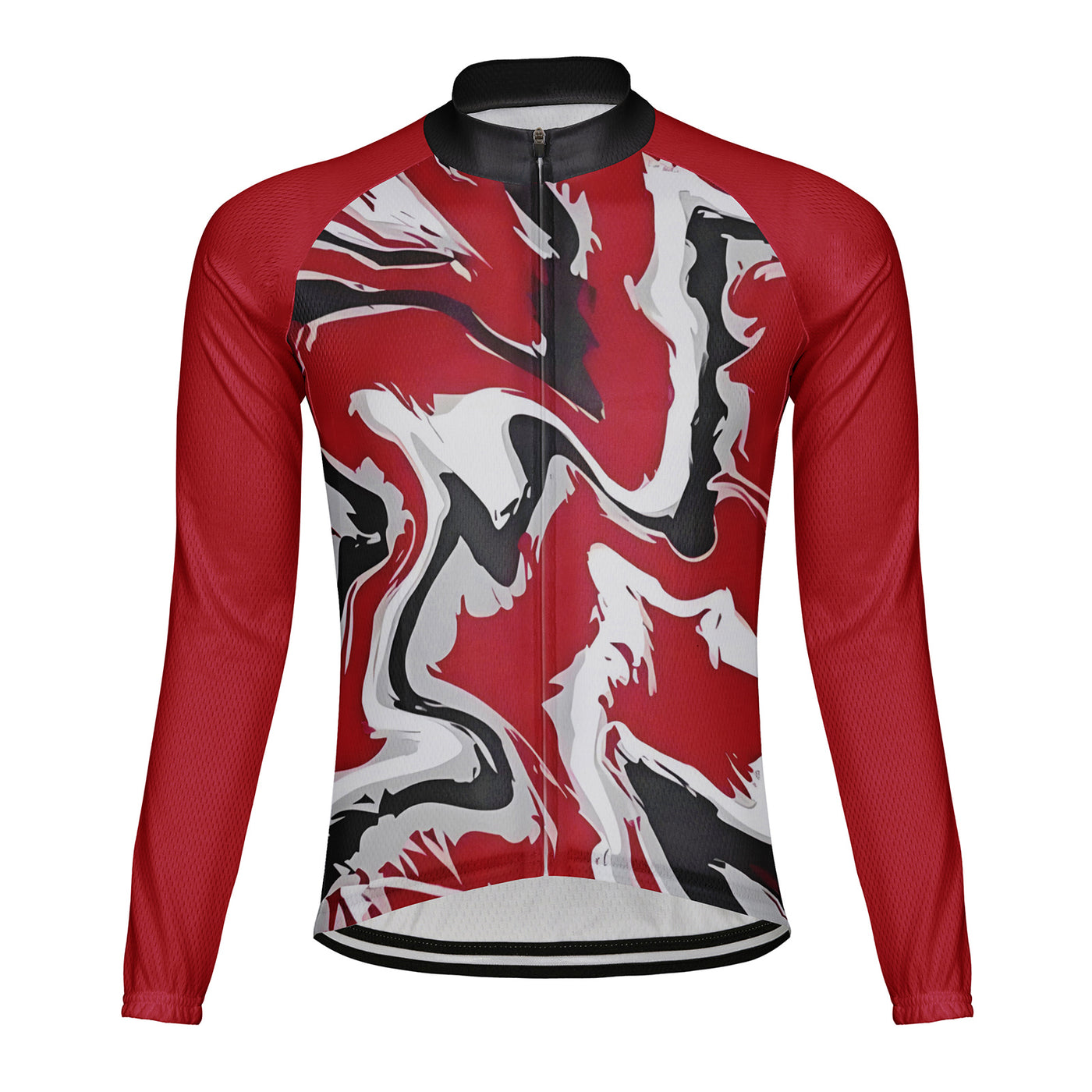 Customized Water Wave Diagram Men's Winter Thermal Fleece Cycling Jersey Long Sleeve