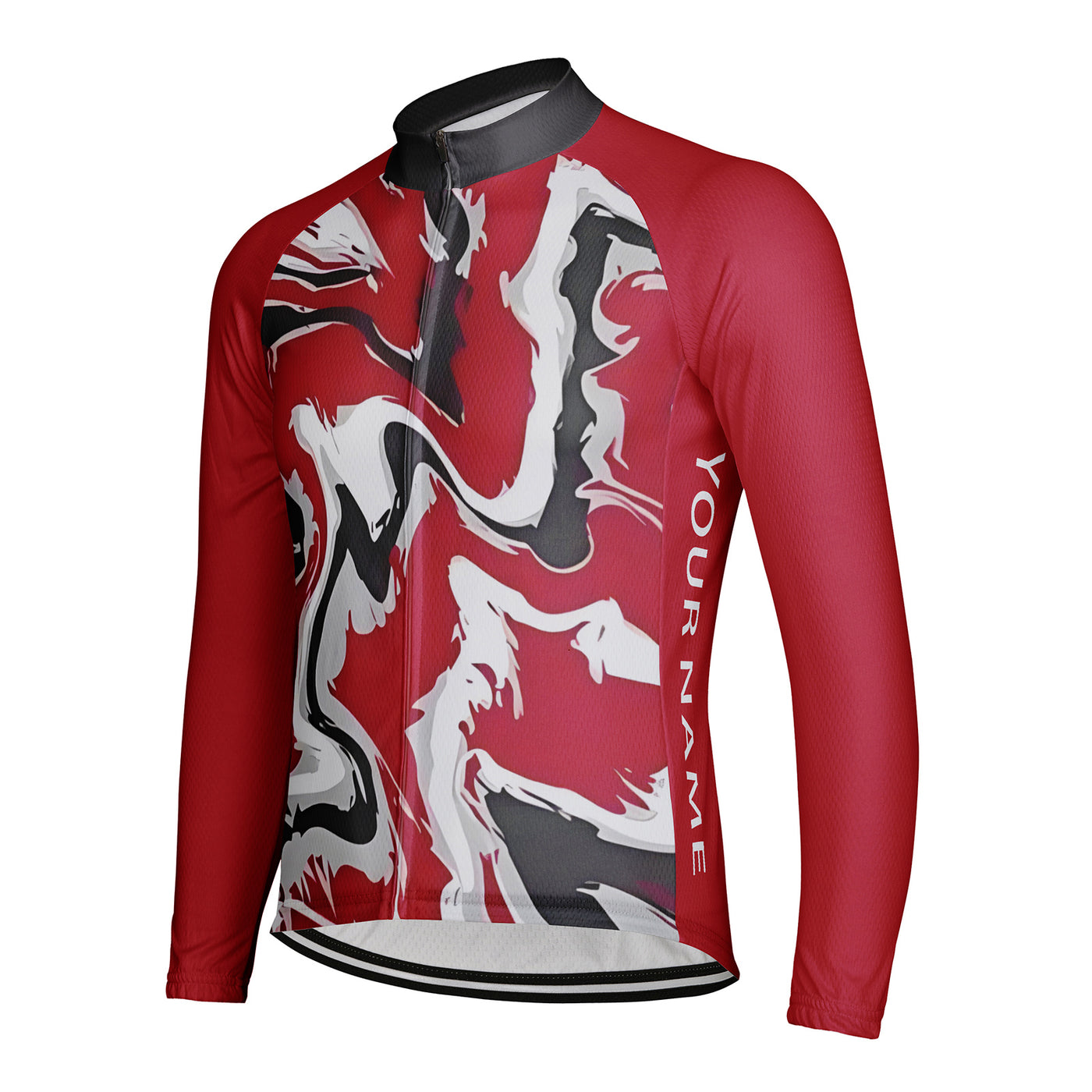 Customized Water Wave Diagram Men's Cycling Jersey Long Sleeve