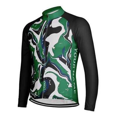 Customized Water Wave Diagram Men's Cycling Jersey Long Sleeve