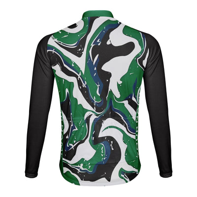 Customized Water Wave Diagram Men's Cycling Jersey Long Sleeve