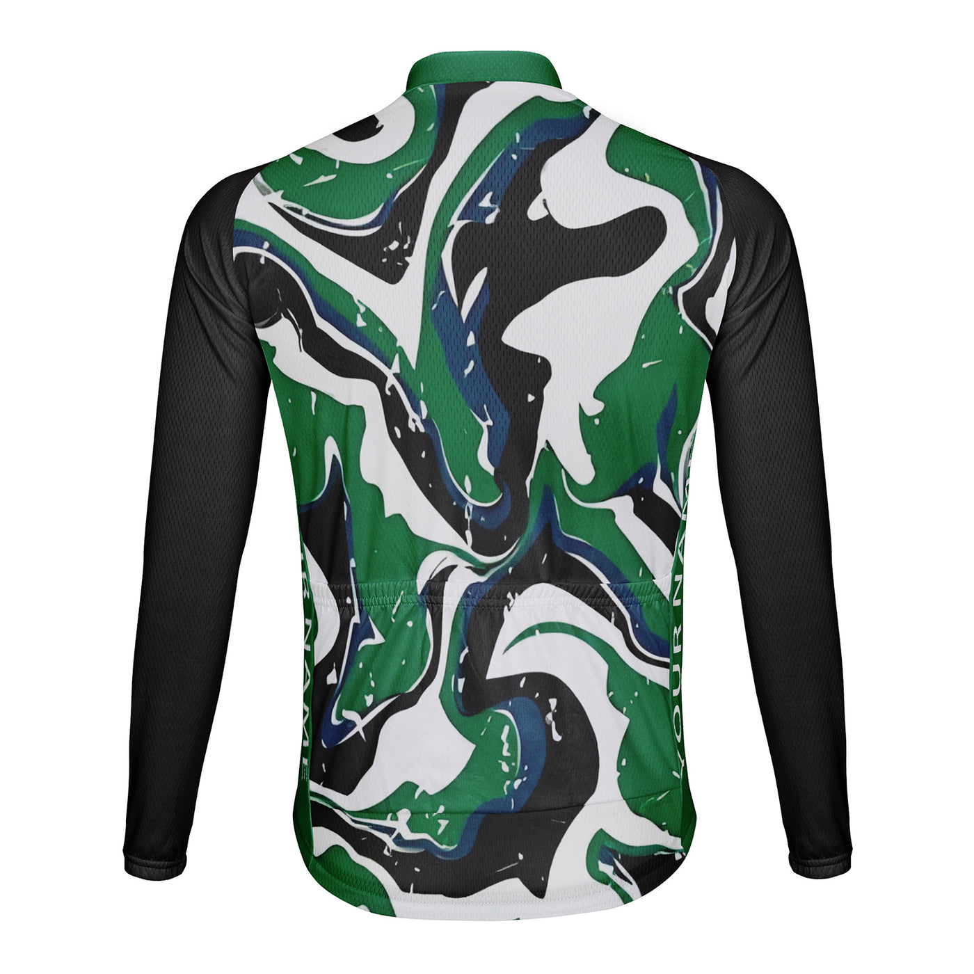 Customized Water Wave Diagram Men's Winter Thermal Fleece Cycling Jersey Long Sleeve