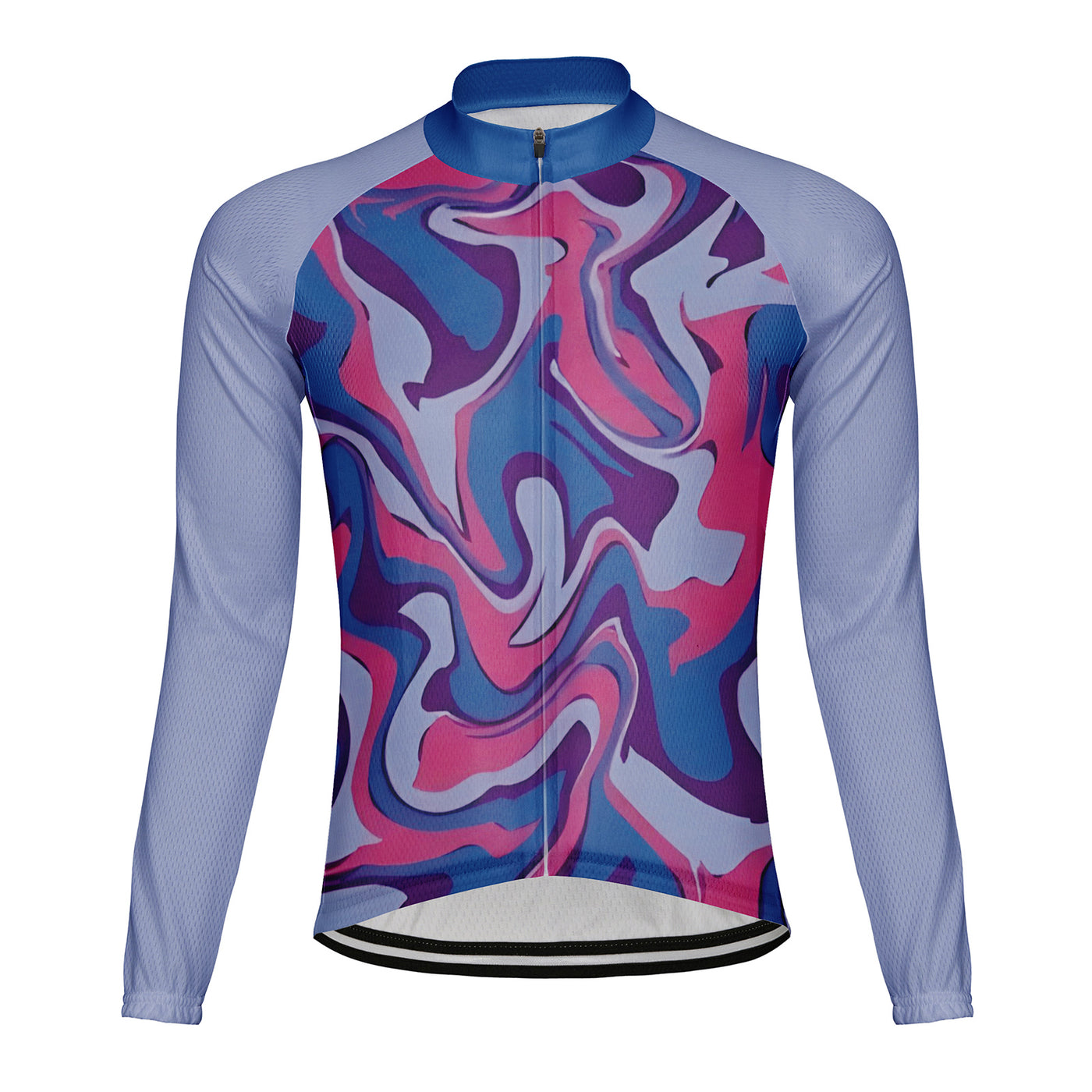 Customized Water Wave Diagram Men's Winter Thermal Fleece Cycling Jersey Long Sleeve