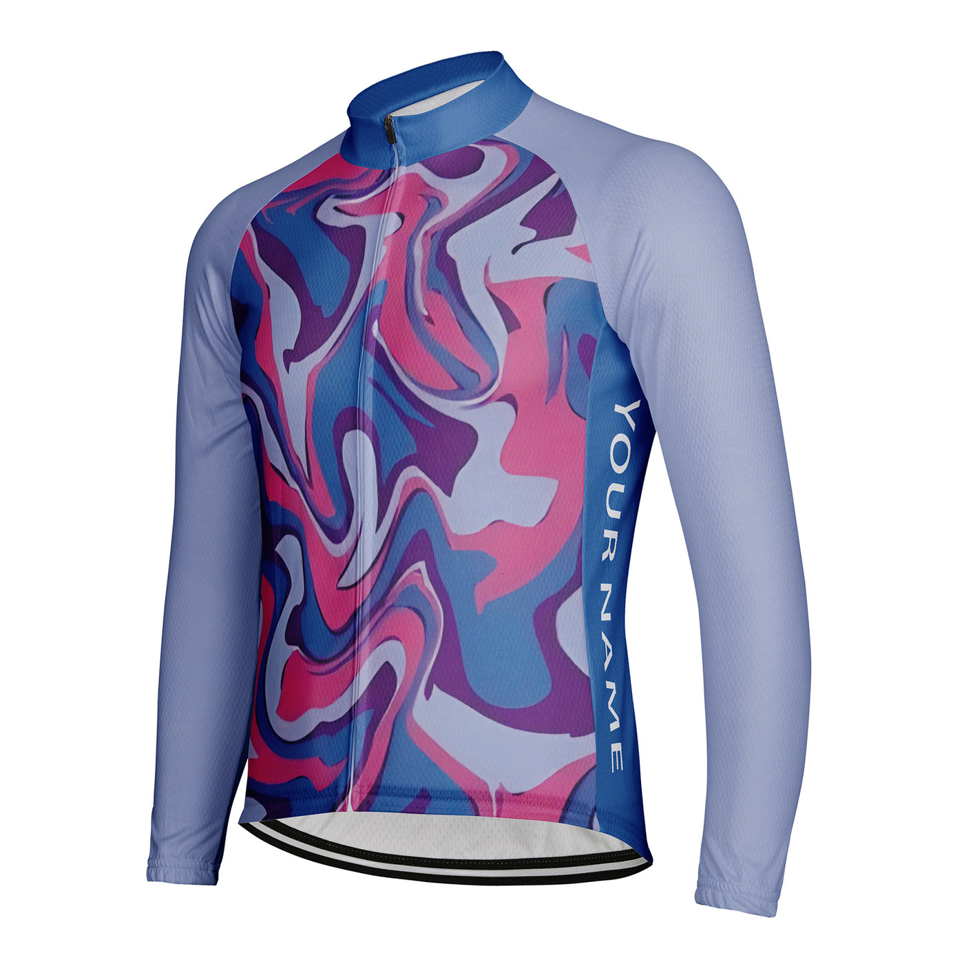 Customized Water Wave Diagram Men's Cycling Jersey Long Sleeve